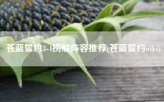 苍蓝誓约3-4捞船阵容推荐(苍蓝誓约wiki)