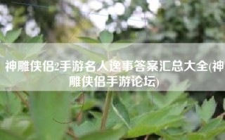 神雕侠侣2手游名人逸事答案汇总大全(神雕侠侣手游论坛)