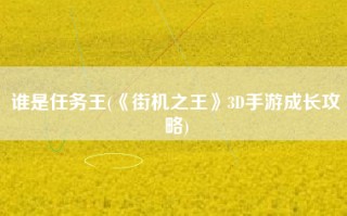 谁是任务王(《街机之王》3D手游成长攻略)
