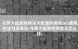 斗罗大陆游戏风笑天配谁厉害和2022魂师对决月关阵容(斗罗大陆游戏风笑天怎么样)