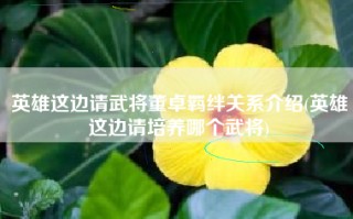 英雄这边请武将董卓羁绊关系介绍(英雄这边请培养哪个武将)