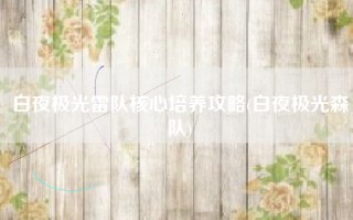 白夜极光雷队核心培养攻略(白夜极光森队)