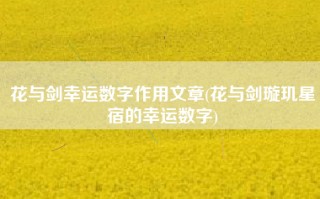 花与剑幸运数字作用文章(花与剑璇玑星宿的幸运数字)