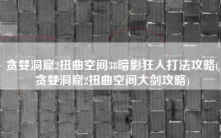 贪婪洞窟2扭曲空间38暗影狂人打法攻略(贪婪洞窟2扭曲空间大剑攻略)