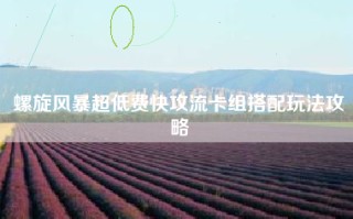 螺旋风暴超低费快攻流卡组搭配玩法攻略