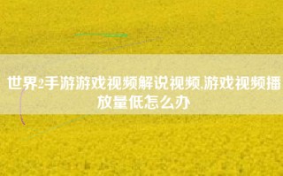 世界2手游游戏视频解说视频,游戏视频播放量低怎么办