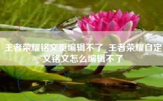 王者荣耀铭文页编辑不了_王者荣耀自定义铭文怎么编辑不了