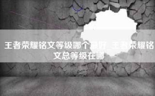 王者荣耀铭文等级哪个最好_王者荣耀铭文总等级在哪
