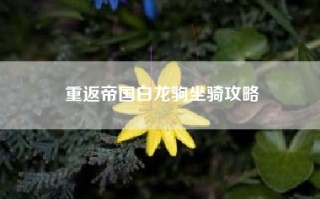 重返帝国白龙驹坐骑攻略