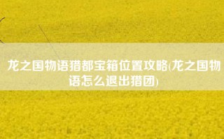 龙之国物语猎都宝箱位置攻略(龙之国物语怎么退出猎团)