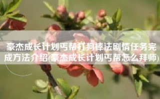 豪杰成长计划丐帮打狗棒法剧情任务完成方法介绍(豪杰成长计划丐帮怎么拜师)