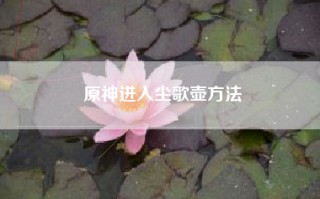 原神进入尘歌壶方法