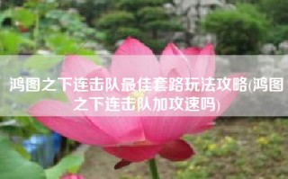 鸿图之下连击队最佳套路玩法攻略(鸿图之下连击队加攻速吗)