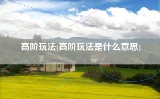高阶玩法(高阶玩法是什么意思)