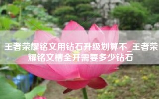 王者荣耀铭文用钻石升级划算不_王者荣耀铭文槽全开需要多少钻石