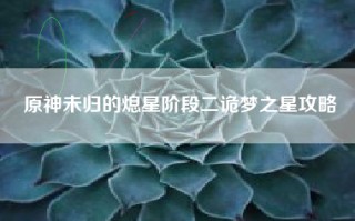 原神未归的熄星阶段二诡梦之星攻略