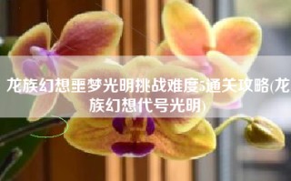 龙族幻想噩梦光明挑战难度5通关攻略(龙族幻想代号光明)