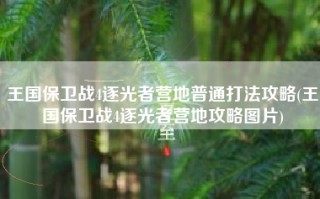 王国保卫战4逐光者营地普通打法攻略(王国保卫战4逐光者营地攻略图片)