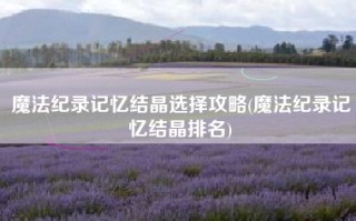 魔法纪录记忆结晶选择攻略(魔法纪录记忆结晶排名)