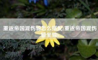 重返帝国混伤骑怎么搭配(重返帝国混伤骑坐骑)