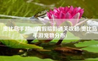 奥比岛手游812真假暗影通关攻略(奥比岛手游宠物分布)