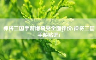 神将三国手游诸葛亮全面评价(神将三国手游贴吧)