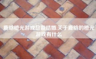 鹿晗橙光游戏总裁结婚,关于鹿晗的橙光游戏有什么