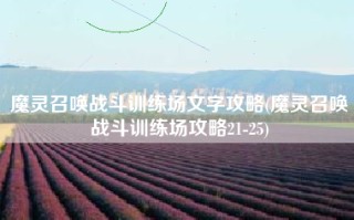魔灵召唤战斗训练场文字攻略(魔灵召唤战斗训练场攻略21-25)