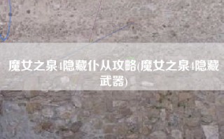 魔女之泉4隐藏仆从攻略(魔女之泉4隐藏武器)