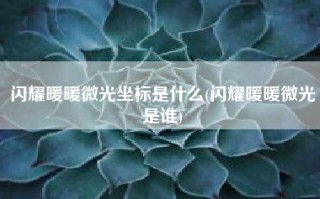 闪耀暖暖微光坐标是什么(闪耀暖暖微光是谁)