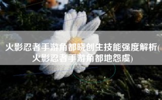 火影忍者手游角都晓创生技能强度解析(火影忍者手游角都地怨虞)