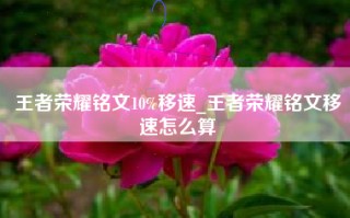 王者荣耀铭文10%移速_王者荣耀铭文移速怎么算