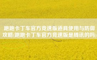 跑跑卡丁车官方竞速版道具使用与防御攻略(跑跑卡丁车官方竞速版是腾讯的吗)