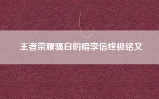 王者荣耀骚白的暗李信终极铭文