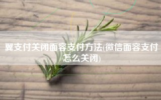 翼支付关闭面容支付方法(微信面容支付怎么关闭)