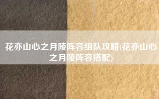 花亦山心之月陵阵容组队攻略(花亦山心之月陵阵容搭配)