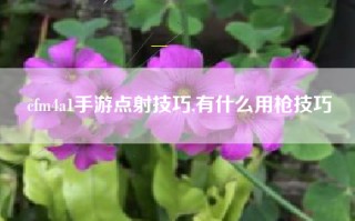 cfm4a1手游点射技巧,有什么用枪技巧