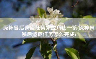 原神暴后遗症任务完成方法一览(原神风暴后遗症任务怎么完成)