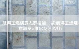 航海王燃烧意志罗技能一览(航海王燃烧意志罗vs维尔戈怎么打)