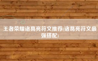 王者荣耀诸葛亮符文推荐(诸葛亮符文最强搭配)