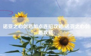诺亚之心剑盾加点连招攻略(诺亚之心剑盾攻略)