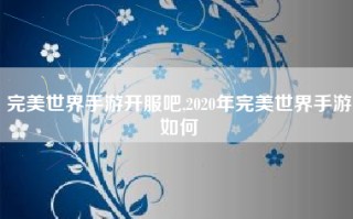 完美世界手游开服吧,2020年完美世界手游如何