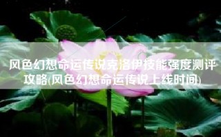 风色幻想命运传说克洛伊技能强度测评攻略(风色幻想命运传说上线时间)