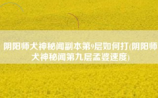 阴阳师犬神秘闻副本第9层如何打(阴阳师犬神秘闻第九层孟婆速度)