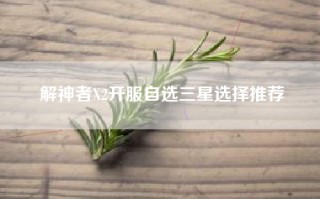 解神者X2开服自选三星选择推荐