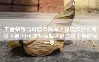 王者荣耀马可波罗深海之息皮肤什么时候下架(马可波罗深海之息皮肤下架时间一览)