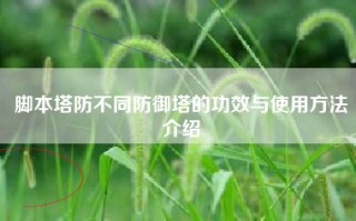 脚本塔防不同防御塔的功效与使用方法介绍