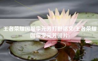 王者荣耀国服李元芳打野铭文(王者荣耀国服李元芳图片)
