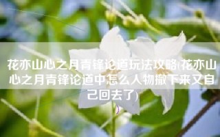 花亦山心之月青锋论道玩法攻略(花亦山心之月青锋论道中怎么人物撤下来又自己回去了)