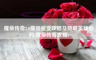 魔帝传奇2.0魔器蜕变攻略及隐藏英雄密码(魔帝传奇攻略)
